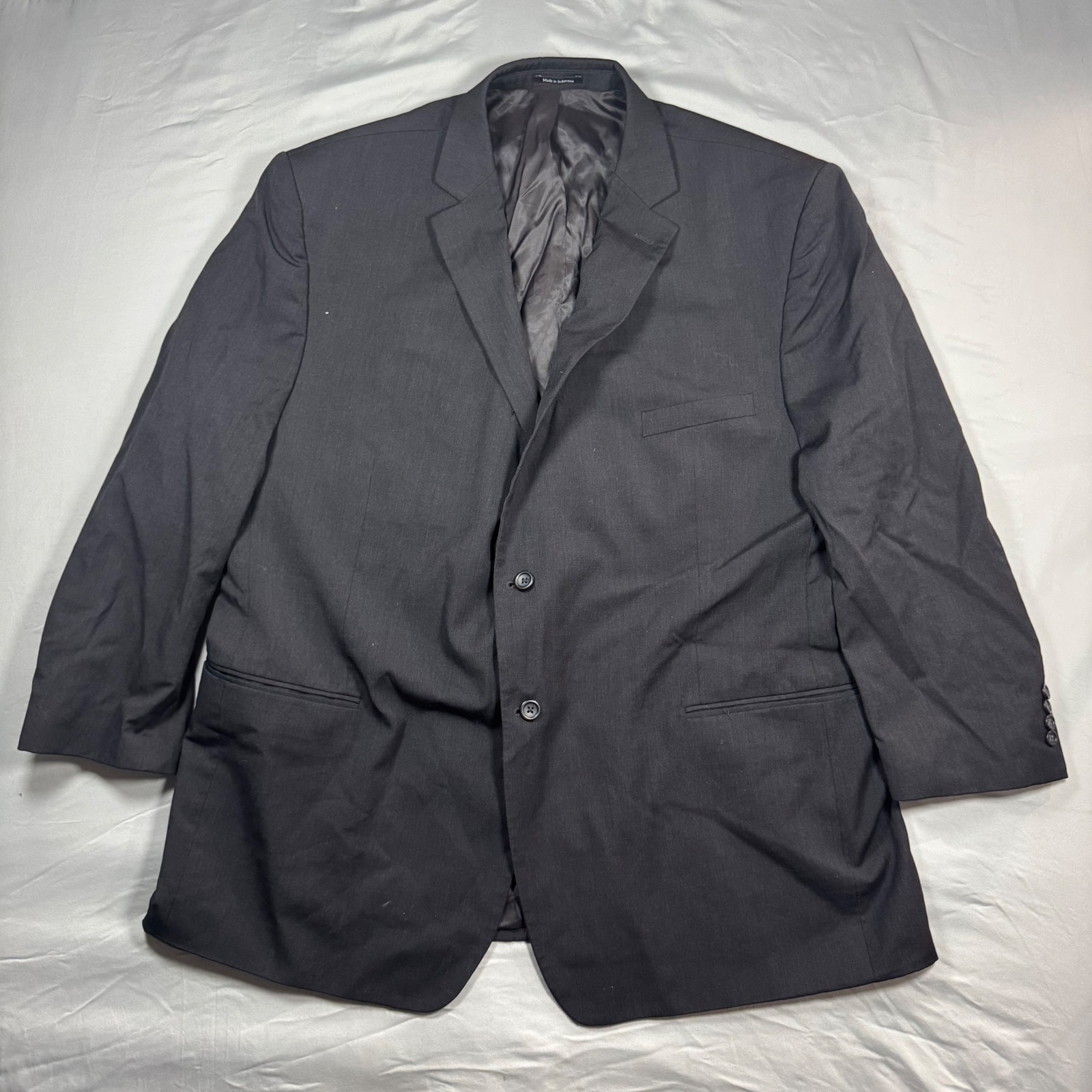 Pronto Uomo Mens 54 Long Black 100% Wool 2 Button Blazer Sport Coat Side Vents